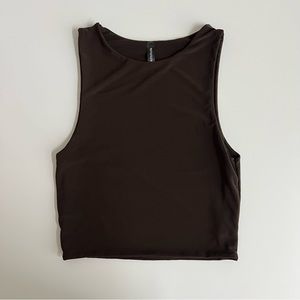 Pretty Little Thing Brown Racer Tank Top